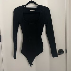 Scoop Neck Black Sweater Bodysuit